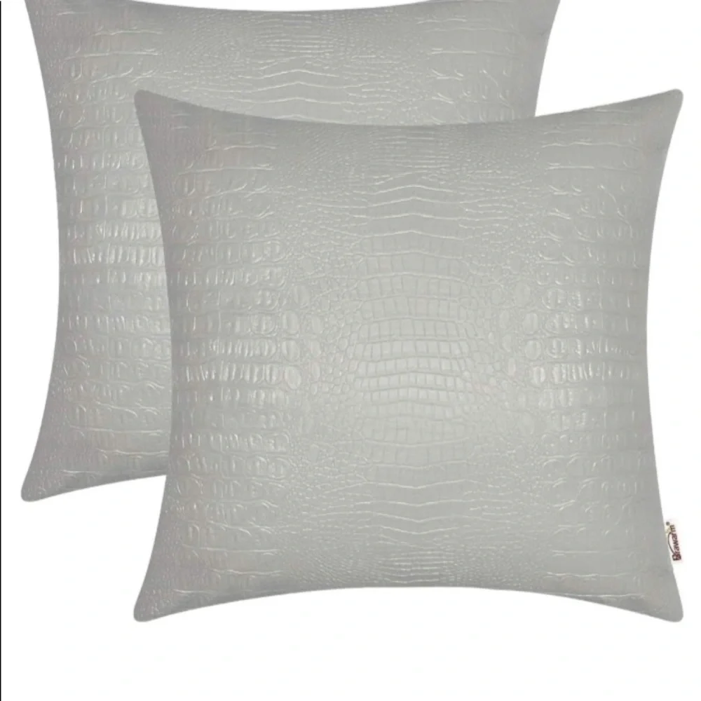 NWT set of 2 Gray Leather Pillow covers